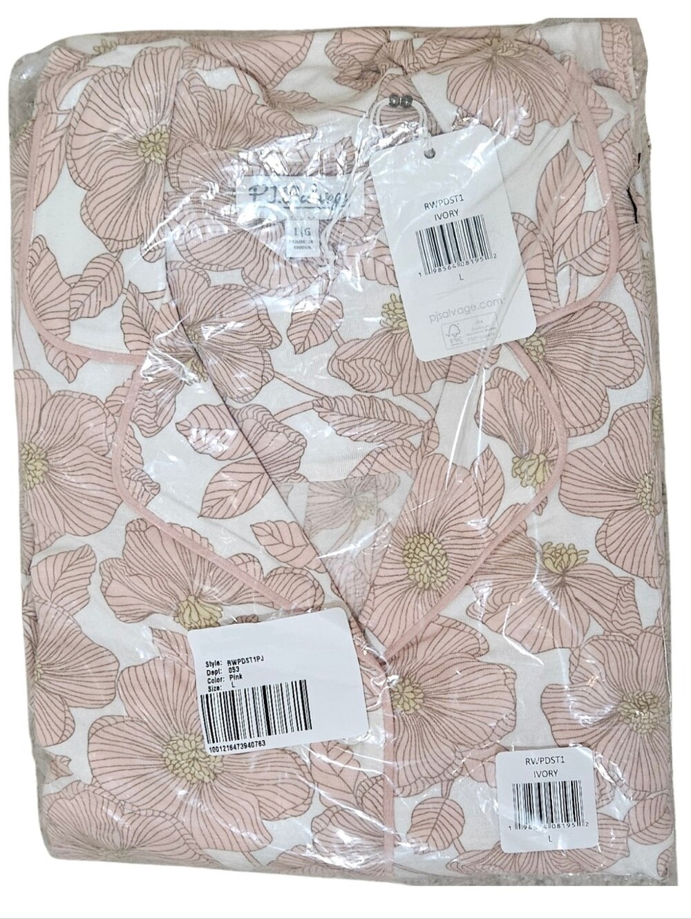 PJ Salvage Pajama Set Poppy Dreams Floral Long Sleeve Shirt/Pants Ivory NWT 🌸